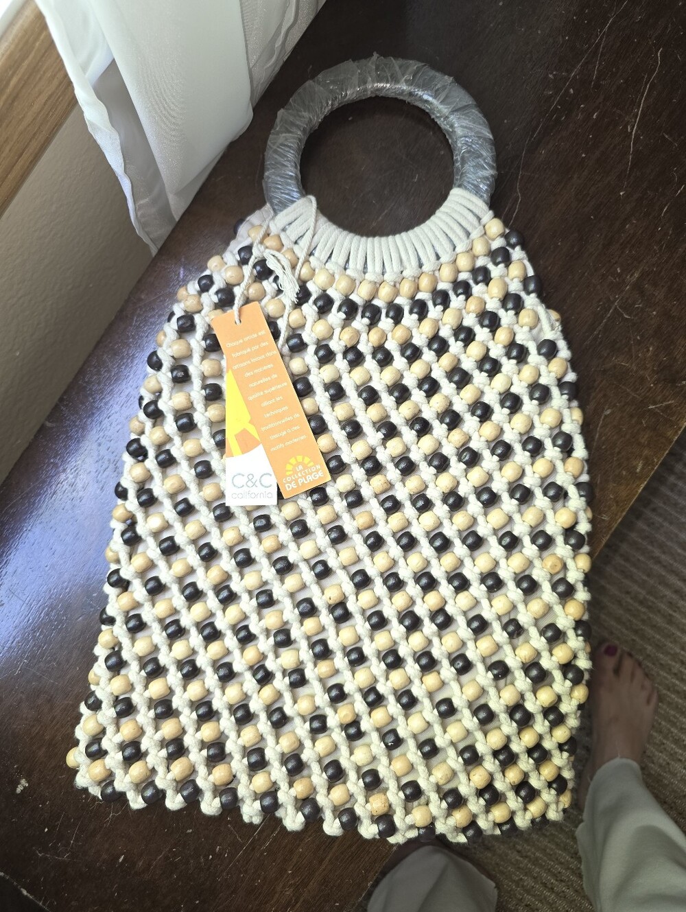C&C California beaded macrame tote NWT!